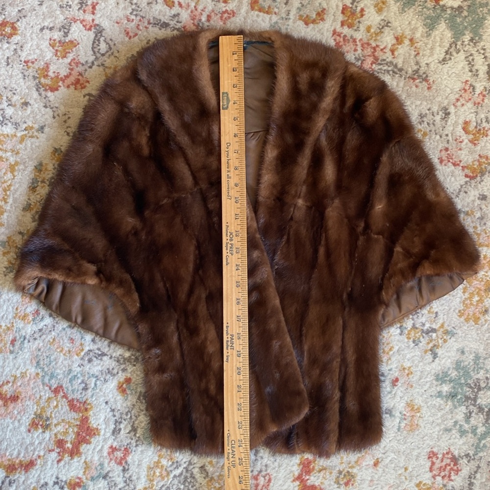 Vintage Brown Mink Fur Capelet Shawl Wrap One Size Luxury Evening Jacket - Picture 11 of 12